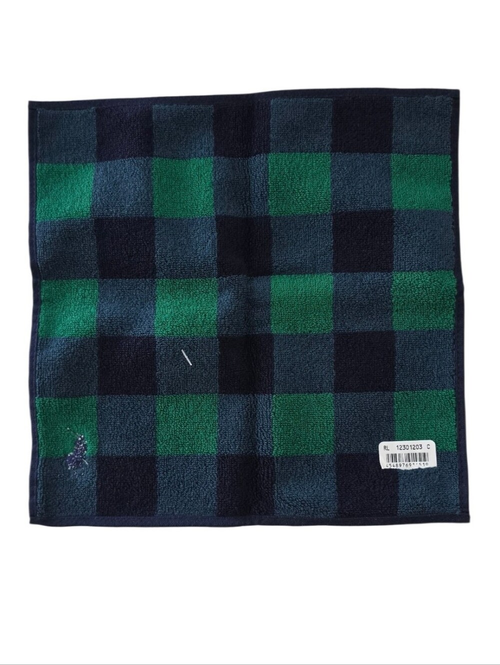 Polo Ralph Lauren Buffalo Check Hand Towel NWT Made in Japan Green Navy - Picture 4 of 6